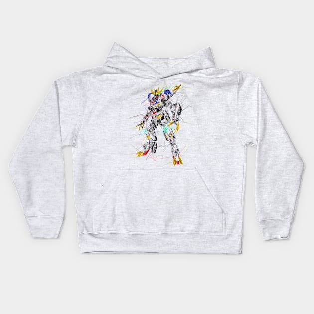 Gundam Barbatos Lupus Rex scribble Kids Hoodie by Shawngkolon